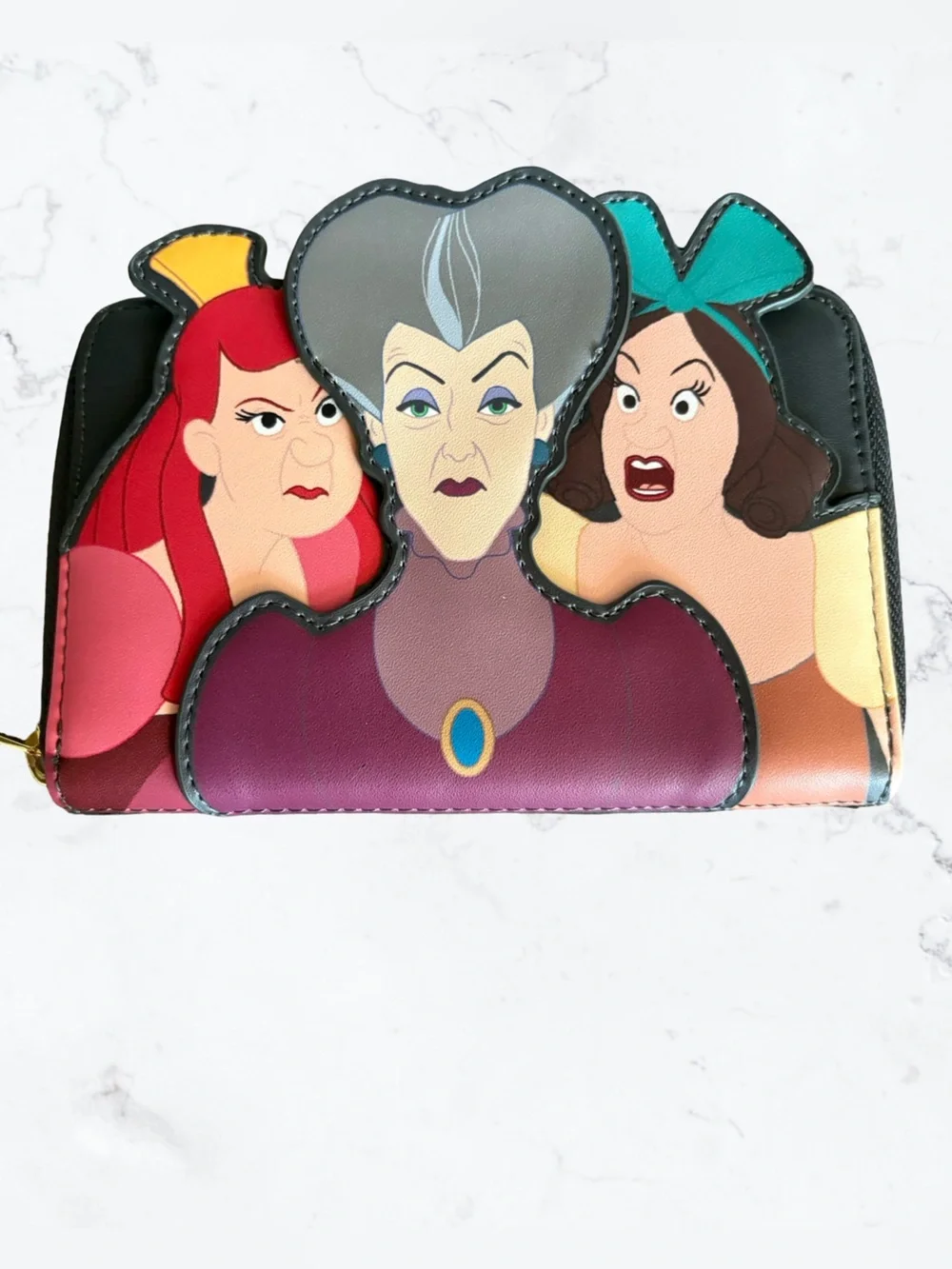 Disney Villains Colorblock Zip-Around Wallet — Black, Purple, Red, Teal